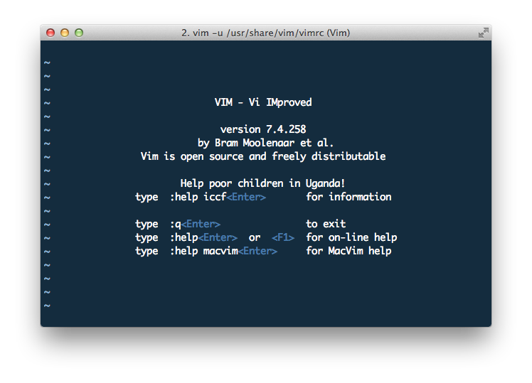 Picture of vim starting screen