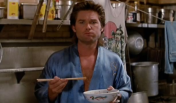 Jack Burton eating noodles